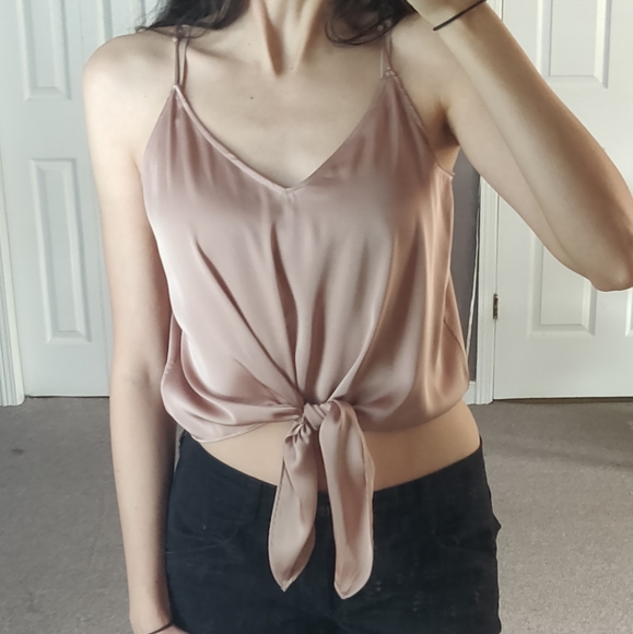 Dynamite Satin Tie Front Cami - Picture 4 of 4